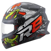Capacete R8 Rocket Chicken Preto/Cinza Fosco Protork Fechado