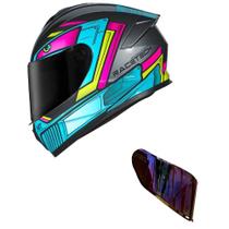 Capacete Race Tech Hit Android Cinza e Rosa Mais Viseira Camaleão Vermelha Cor:Cinza+RosaTamanho:58Gênero:Feminino