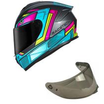 Capacete Race Tech Hit Android Cinza e Rosa Mais Viseira Fumê