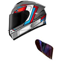 Capacete Race Tech Hit Android Cinza e Vermelho Mais Viseira Camaleão Vermelha Tamanho:56 Capacete Race Tech Hit Android Cinza e Vermelho Mais Viseira Camaleão Vermelha Tamanho:56