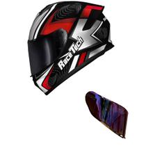 Capacete Race Tech Hit Draw Cinza e Vermelho Mais Viseira Camaleão Vermelha