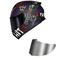 Capacete Race Tech Hit Faster Preto e Vermelho Fosco Mais Viseira Prata