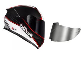 Capacete race tech hit plus brancopreto viseira hit cromada