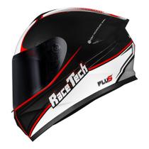 Capacete Race Tech Hit Plus Preto Branco e vermelho