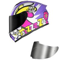 Capacete Race Tech Hit Speedbee Branco e Roxo Fosco Mais Viseira Prata Tamanho:56