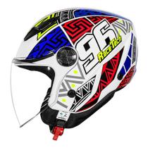 Capacete Race Tech Play Art Branco e Azul 54 Capacete Race Tech Play Art Branco e Azul 54