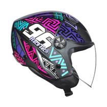 Capacete Race Tech Play Art Titanium E Roxo Aberto