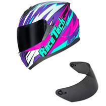 Capacete Race Tech Sector Electro Roxo e Rosa Mais Viseira Fumê Tamanho:58