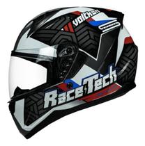 Capacete Race Tech Sector Voltkon Preto Branco