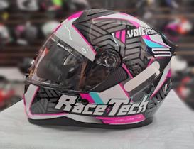 Capacete race tech sector voltkon white pink branco rosa