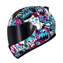 Capacete Race Tech Sextor Monster Branco e Azul
