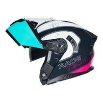 Capacete Race Tech Signal Active Branco Verde e Rosa Tamanho:60 Capacete Race Tech Signal Active Branco Verde e Rosa Tamanho:60