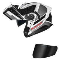 Capacete Race Tech Signal Gear Preto e Branco Mais Viseira Fumê