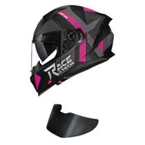 Capacete Race Tech Volt Abstrak Preto e Rosa Fosco Mais Viseira Fumê Capacete Race Tech Volt Abstrak Preto e Rosa Fosco Mais Viseira Fumê