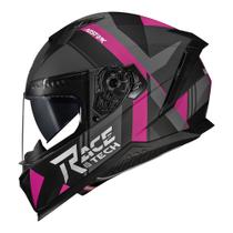 Capacete race tech volt abstrak preto rosa fosco viseira solar
