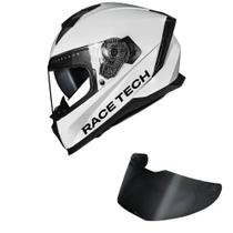 Capacete Race Tech Volt Monocolor Branco Mais Viseira Fumê Capacete Race Tech Volt Monocolor Branco Mais Viseira Fumê