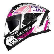 Capacete Race Tech Volt Ninja Branco e Rosa Capacete Race Tech Volt Ninja Branco e Rosa