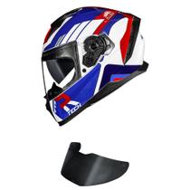 Capacete Race Tech Volt Track Branco e Azul Mais Viseira Fumê Capacete Race Tech Volt Track Branco e Azul Mais Viseira Fumê