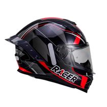 Capacete Racer1 Rc1 Icone Preto Cinza Vermelho Mais Viseira Rc1 Fume