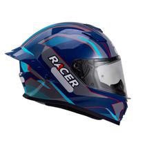 Capacete Racer1 Rc1 Octane Azul Cinza Vermelho Mais Viseira Rc1 Fume