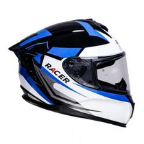Capacete Racer1 Rc2 Start Attitude Preto Branco Azul Capacete Racer1 Rc2 Start Attitude Preto Branco Azul