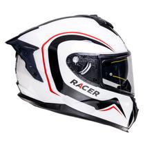 Capacete Racer1 Rc2 Start Brave Branco Preto Vermelho