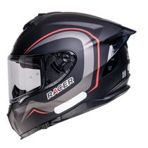 Capacete Racer1 Rc2 Start Brave Preto Cinza Vermelho