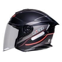 Capacete Racer1 Rc3 Wind-R Horizon Preto Cinza Vermelho