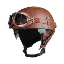 Capacete Retro Unissex Para Motocicleta Certificado DOT, Capacete Meio Aberto Com Lente HD Para Capacete Retro Unissex Para Motocicleta Certificado DOT, Capacete Meio Aberto Com Lente HD Para
