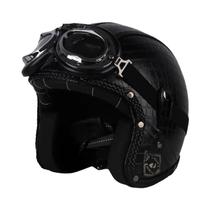 Capacete Retrô Vintage De Couro PU Aberto 3/4 Para Motocicleta Chopper Bicicleta Clássica Moto Casco