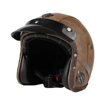 Capacete Retrô Vintage De Couro PU Aberto 3/4 Para Motocicleta Chopper Bicicleta Clássica Moto Casco