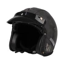 Capacete Retrô Vintage De Couro PU Aberto 3/4 Para Motocicleta Chopper Bicicleta Clássica Moto Casco