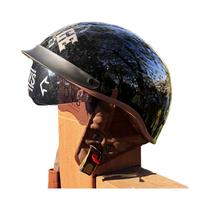 Capacete Retrô Vintage Masculino Para Motocicleta, Capacete Aberto Com Lente Embutida, Boné De