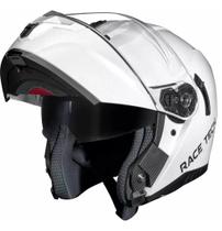 Capacete Robocop Articulado Escamoteavel Race Tech Signal Branco Fosco Óculos