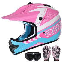 Capacete ROOZO Youth para Dirt Bike, integral, com óculos e luvas Capacete ROOZO Youth para Dirt Bike, integral, com óculos e luvas