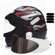 Capacete San Marino Automático Preto Fosco Mais Kit Viseiras e Adesivo