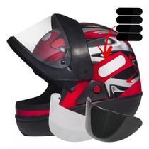 Capacete San Marino Automático Vermelho E Kit Viseiras Adesivo
