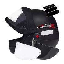 Capacete San Marino Classic Preto Fosco 2 Viseiras Extra Adesivo