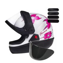 Capacete San Marino Femme Branco Mais Viseira Fumê E Adesivo Preto Capacete San Marino Femme Branco Mais Viseira Fumê E Adesivo Preto