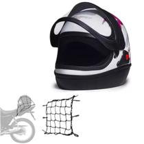 Capacete San Marino Femme Branco Rosa Automático Fechado Mais Redinha Extra Capacete San Marino Femme Branco Rosa Automático Fechado Mais Redinha Extra
