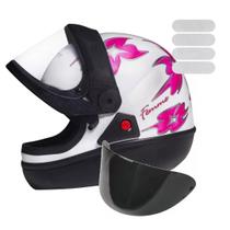 Capacete San Marino Femme Feminino Branco Mais Viseira Fumê e Adesivo Capacete San Marino Femme Feminino Branco Mais Viseira Fumê e Adesivo
