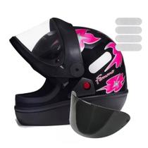 Capacete San Marino Femme Feminino Preto Mais Viseira Fumê e Adesivo Capacete San Marino Femme Feminino Preto Mais Viseira Fumê e Adesivo
