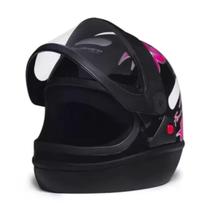 Capacete San Marino Femme Moto Preto Flor Rosa 56