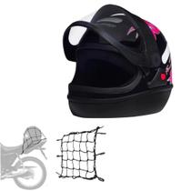 Capacete San Marino Femme Preto Rosa Automático Fechado Mais Redinha Extra
