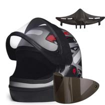 Capacete San Marino Grafic Prata Mais Narigueira Big e Viseira Fumê Capacete San Marino Grafic Prata Mais Narigueira Big e Viseira Fumê