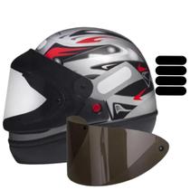 Capacete San Marino Grafic Prata Mais Viseira Fumê e Adesivo Preto Capacete San Marino Grafic Prata Mais Viseira Fumê e Adesivo Preto