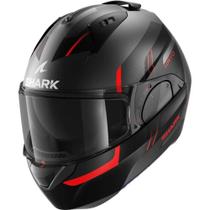 Capacete Shark Evo ES Kryd AKR Preto Cinza e Vermelho Fosco