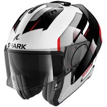 Capacete shark evo es kryd wkr branco preto brilhante escamoteavel pinlock