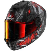 Capacete Shark Spartan RS Shaytan KRA Preto Cinza e Vermelho Fosco