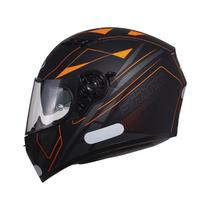 Capacete Shiro Integral Strada com Óculos Interno SH-600 Elite Preto Fosco e Laranja